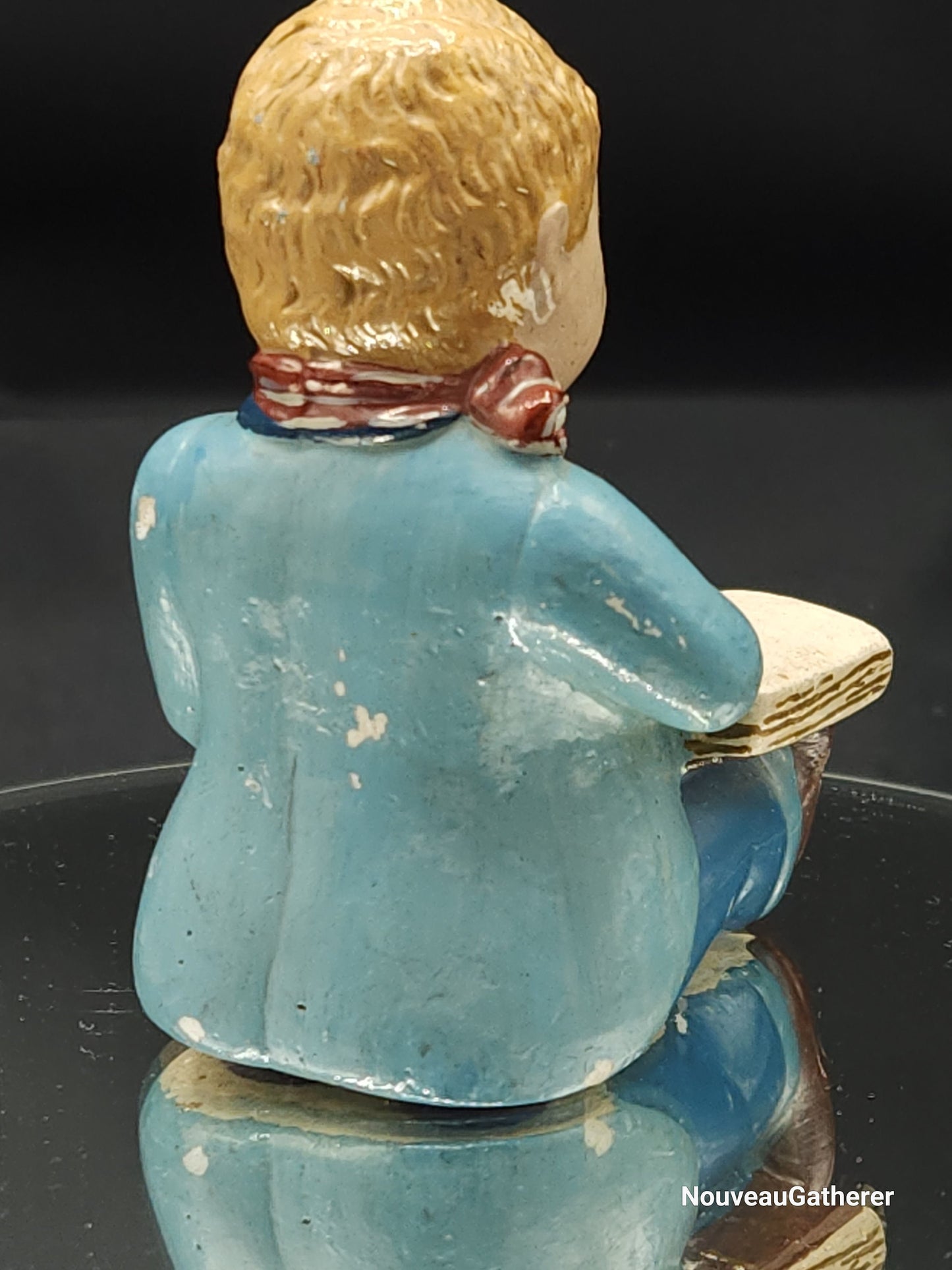 Vintage Ceramic Figurines Hand Painted Boy Girl Reading Circa 30&#39;s