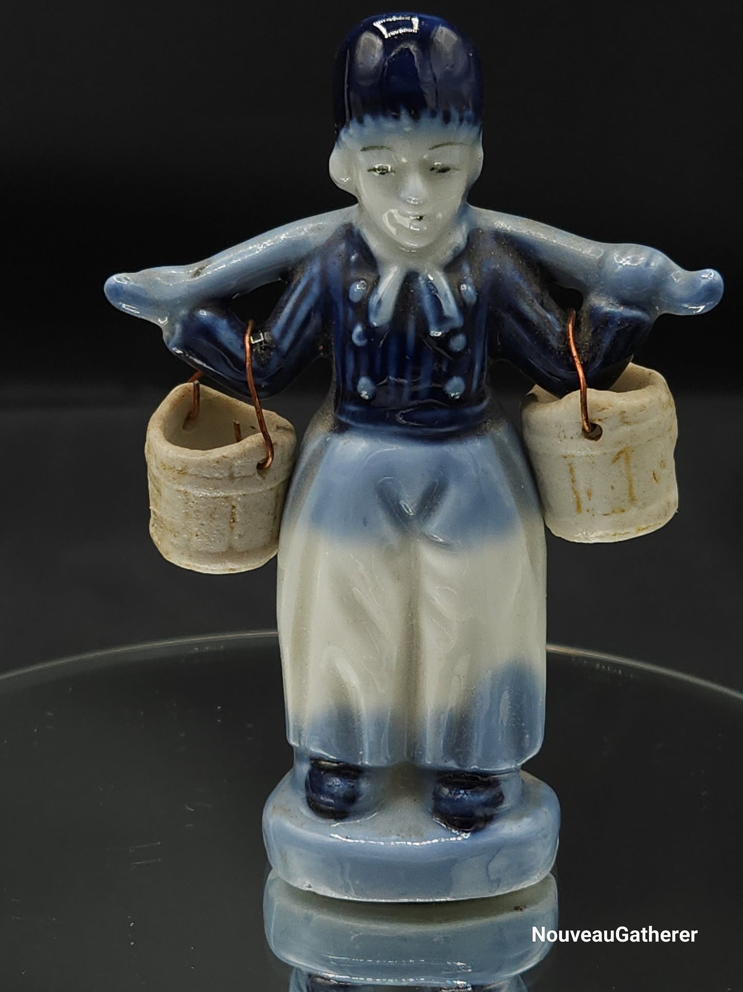 Porcelain Vintage Delft Dutch Boy w Blue Line w Dutch Hat