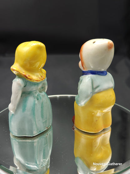 Antique Japanese Porcelain Salt Shaker Dutch Boy Dutch Girl