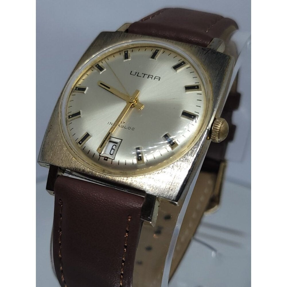 Rare Vintage Ultra Incabloc 17J w Date Ultrathin