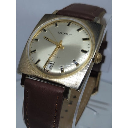 Rare Vintage Ultra Incabloc 17J w Date Ultrathin