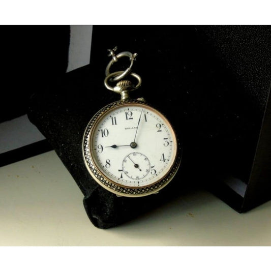 Very Rare Antique Roland Kemmner Silver Niello 50mm Pocketwatch
