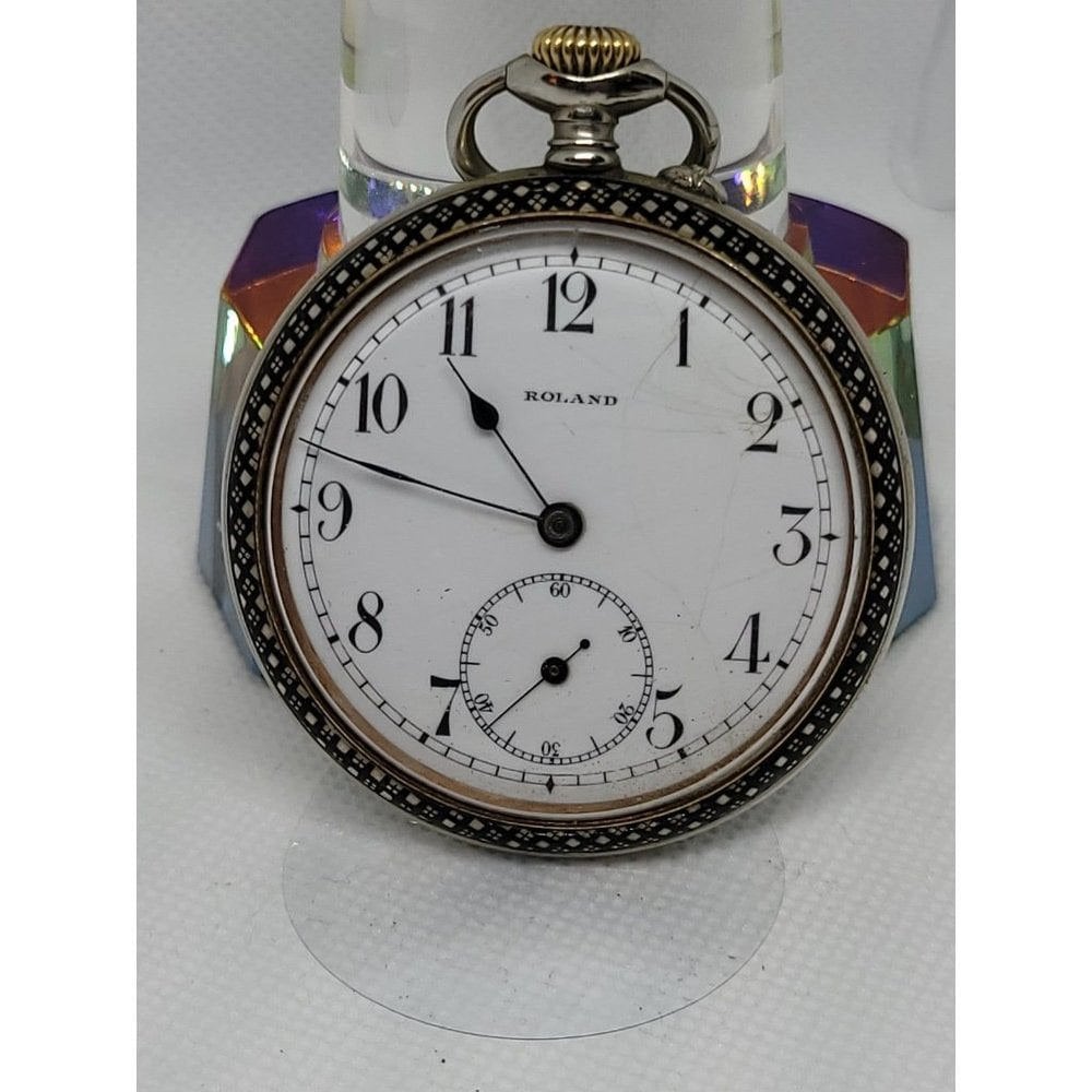 Very Rare Antique Roland Kemmner Silver Niello 50mm Pocketwatch