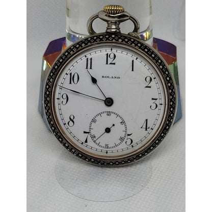 Very Rare Antique Roland Kemmner Silver Niello 50mm Pocketwatch