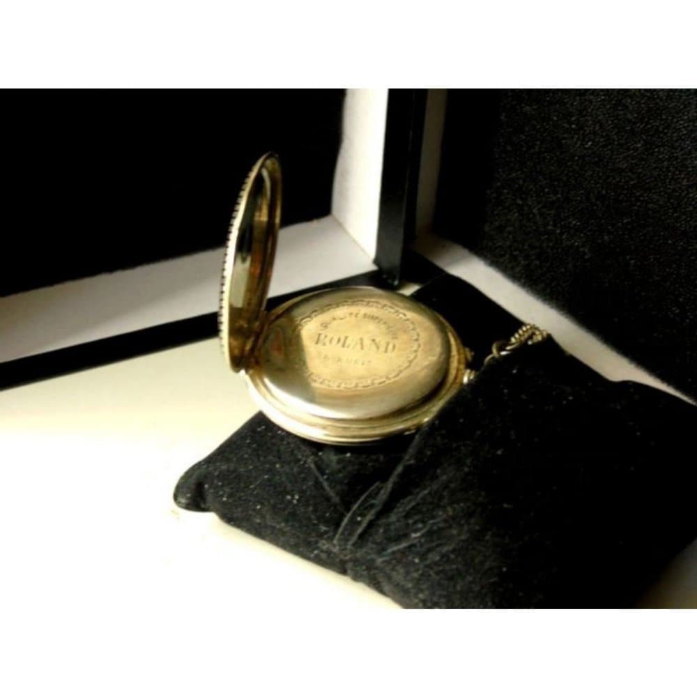 Very Rare Antique Roland Kemmner Silver Niello 50mm Pocketwatch