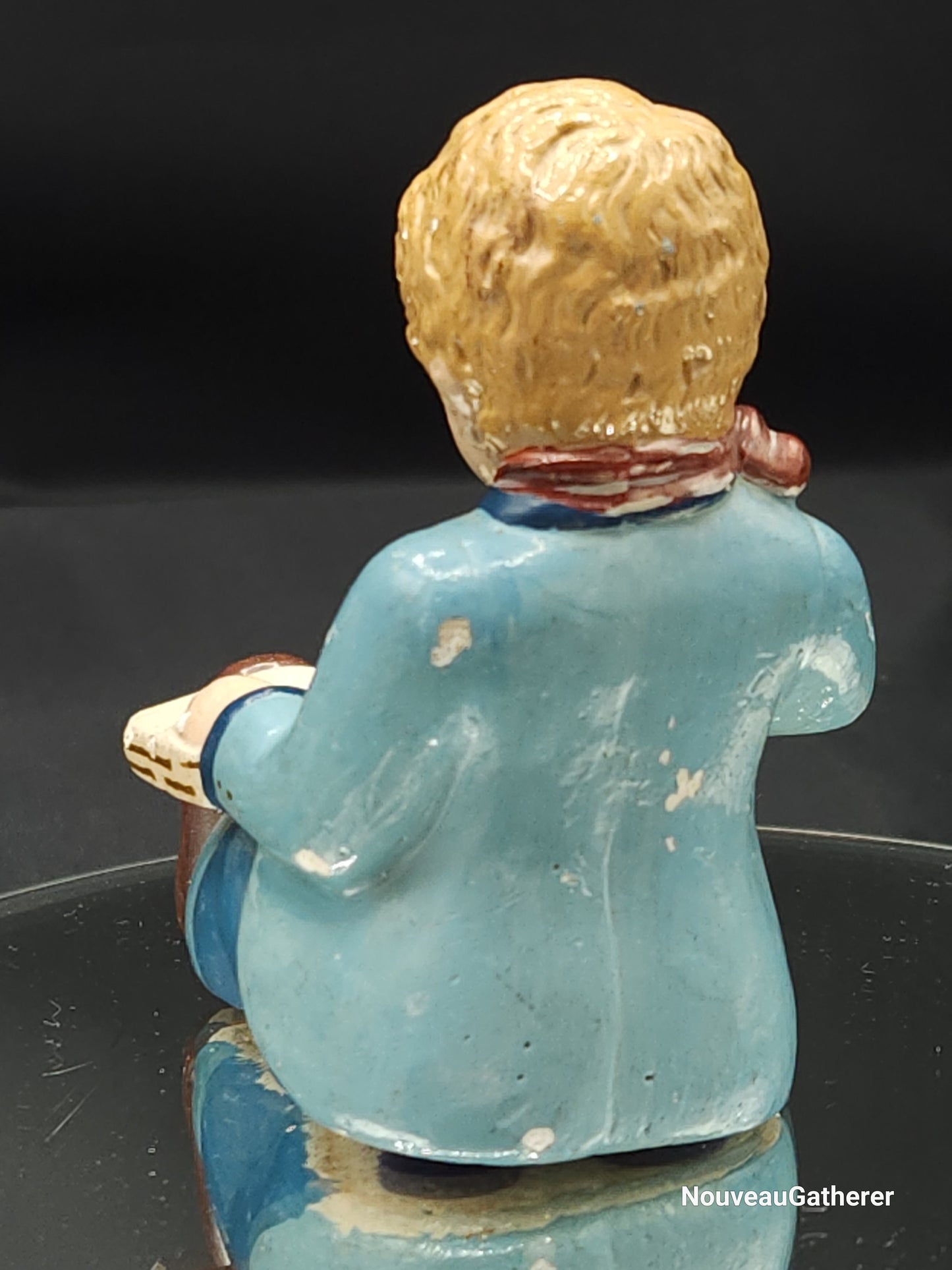 Vintage Ceramic Figurines Hand Painted Boy Girl Reading Circa 30&#39;s