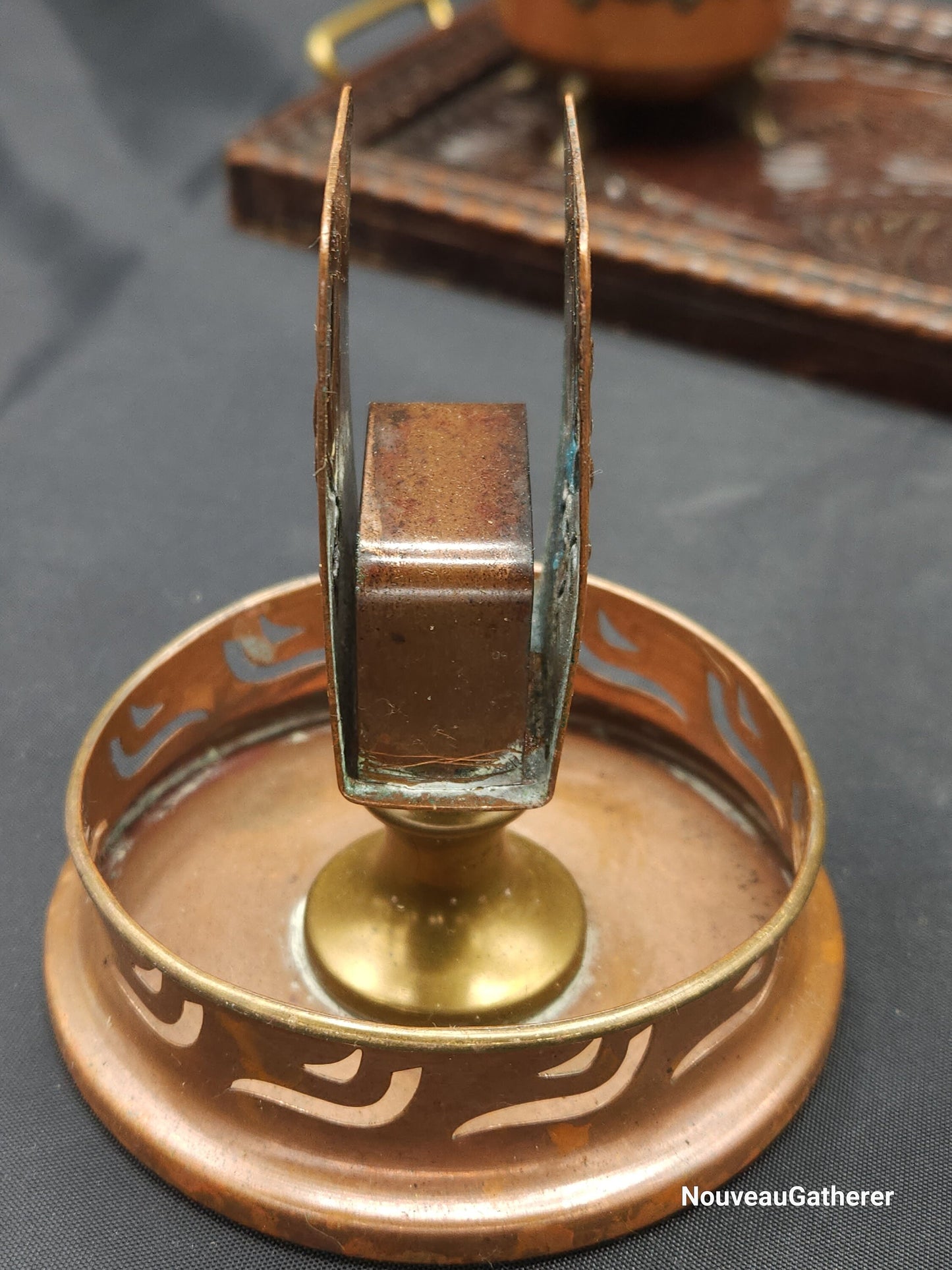 Antique Dutch Copper Tea Set with Kerfcut Serving Tray Estimated Early 20th Century