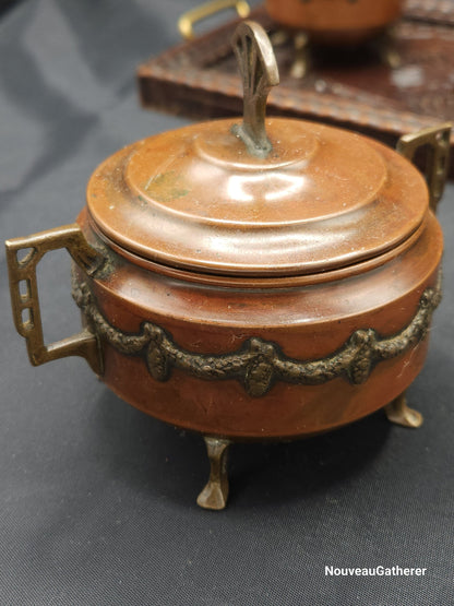 Antique Dutch Copper Tea Set with Kerfcut Serving Tray Estimated Early 20th Century