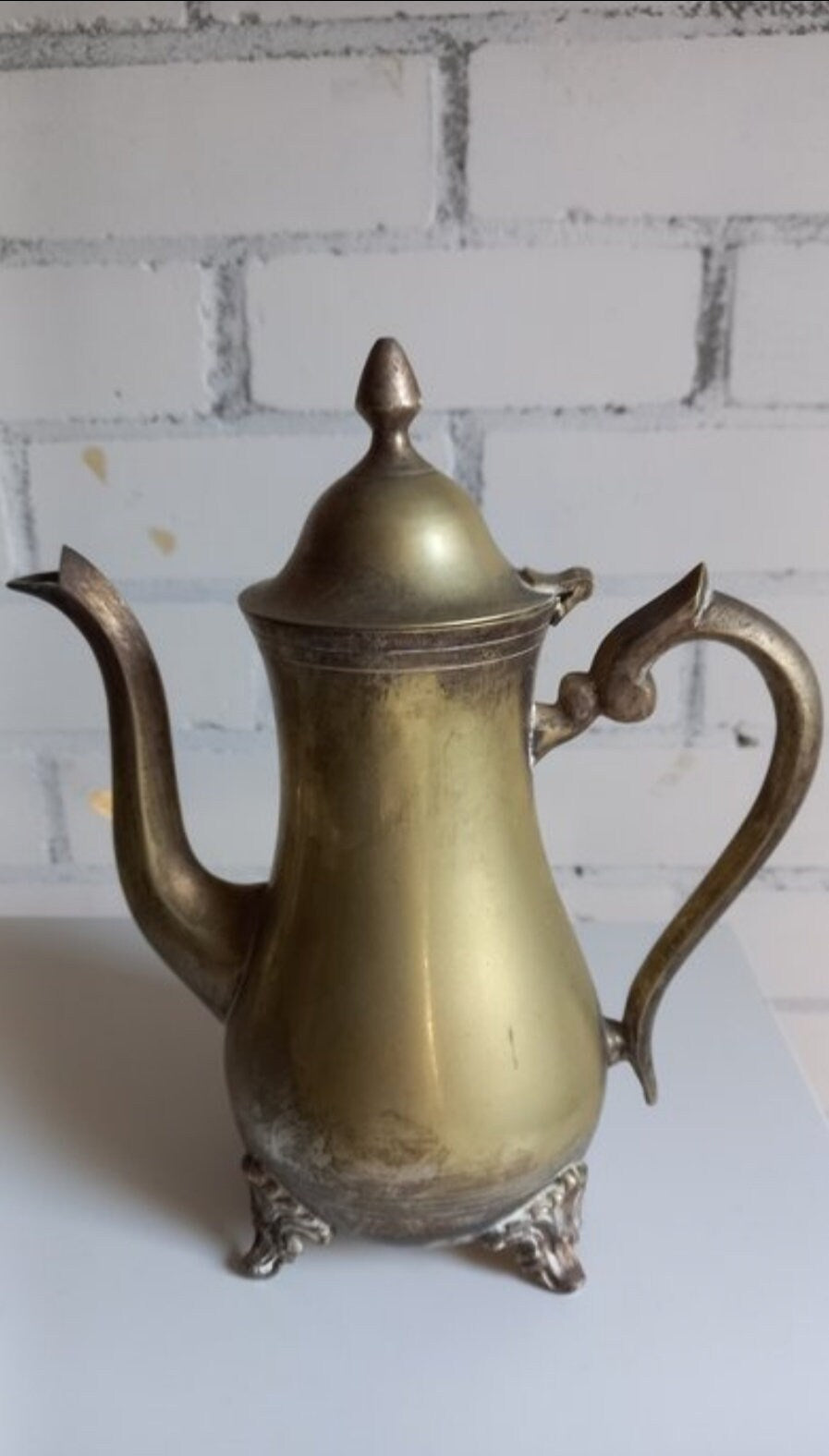 Antique Brass Coffee Service Set w Tray Netherlands