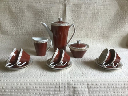 Vintage 50's Thin Porcelain Service Set Unused NOS