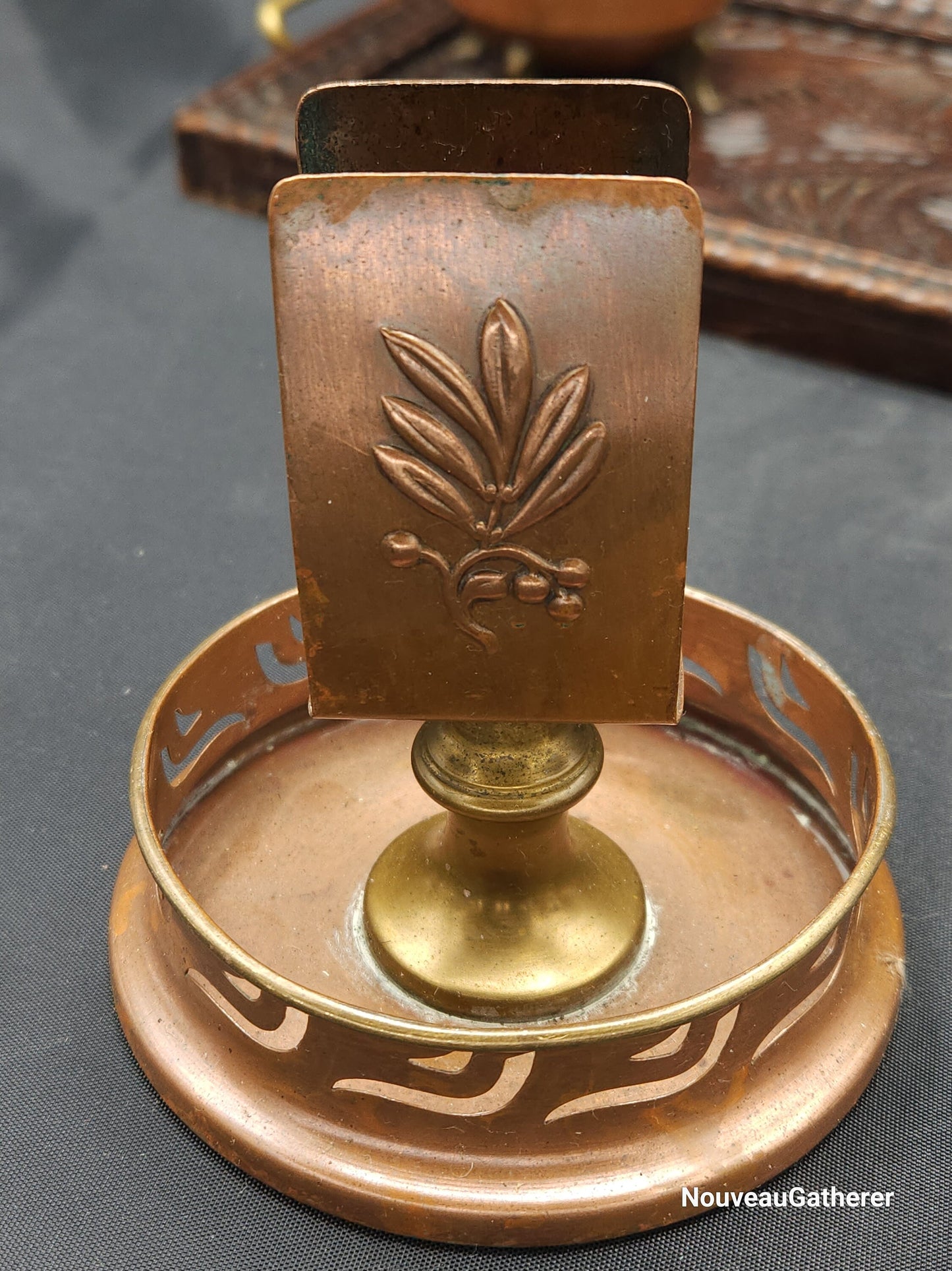 Antique Dutch Copper Tea Set with Kerfcut Serving Tray Estimated Early 20th Century