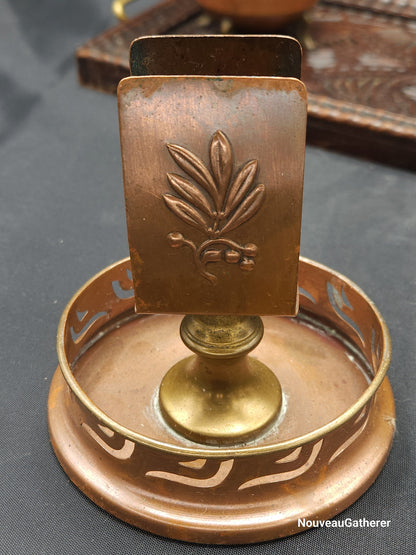Antique Dutch Copper Tea Set with Kerfcut Serving Tray Estimated Early 20th Century