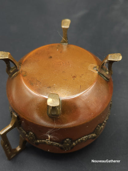 Antique Dutch Copper Tea Set with Kerfcut Serving Tray Estimated Early 20th Century