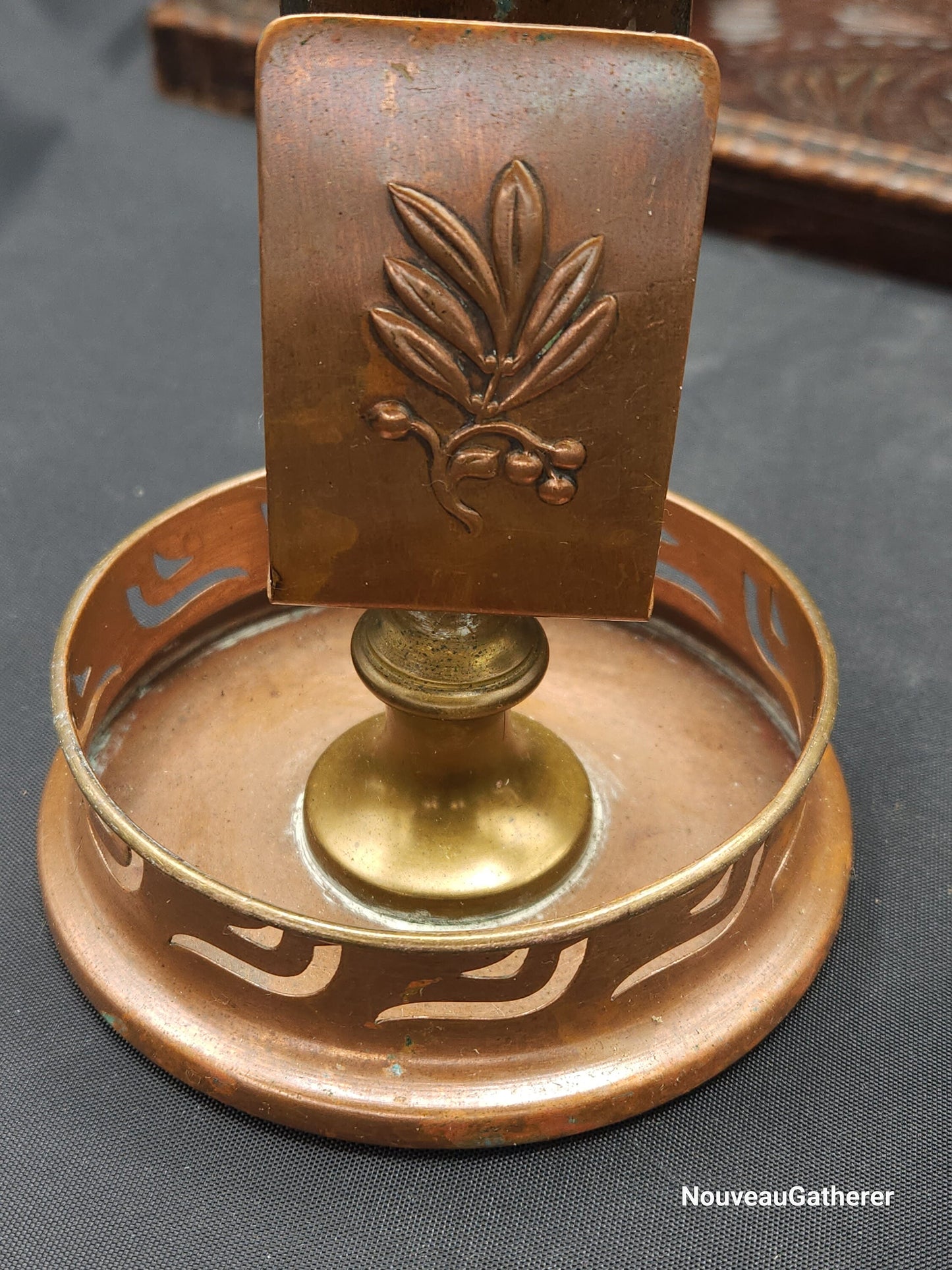 Antique Dutch Copper Tea Set with Kerfcut Serving Tray Estimated Early 20th Century