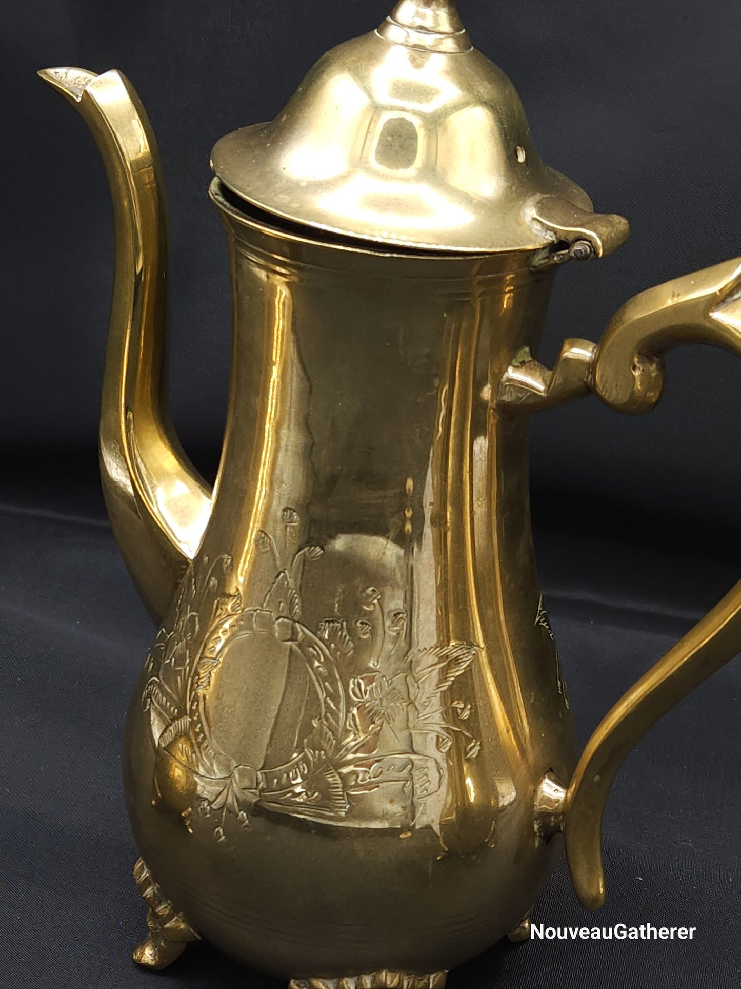 Vintage E.P.N.S. England Floral Etched Silver Teapot Set