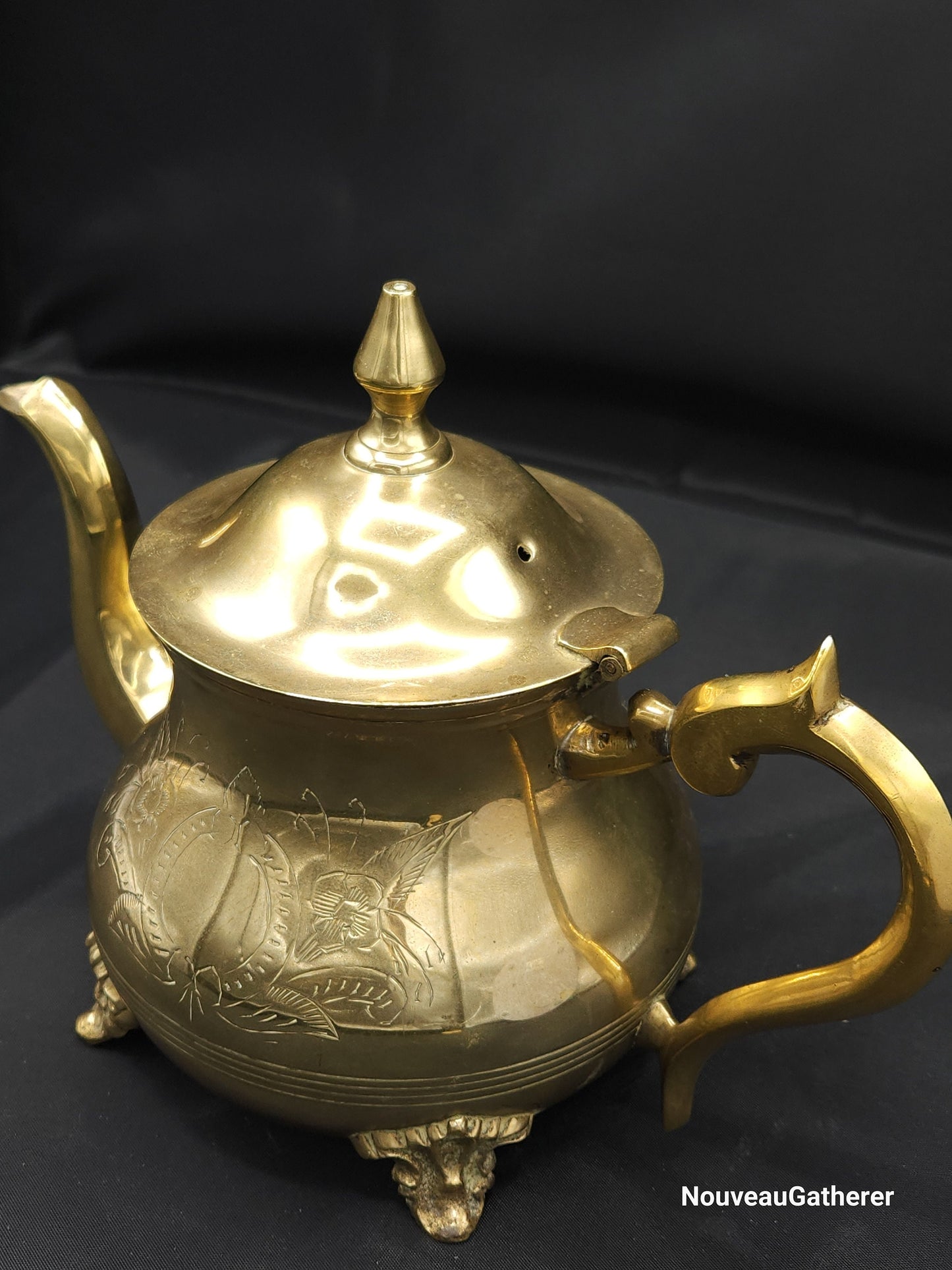 Vintage E.P.N.S. England Floral Etched Silver Teapot Set