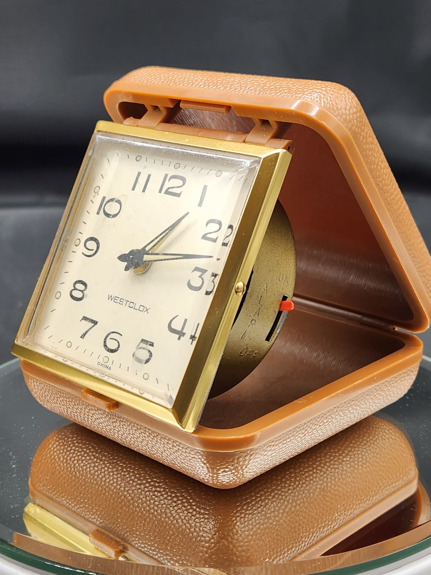Vintage Travel Alarm Clock West lox Art Deco - video w alarm running