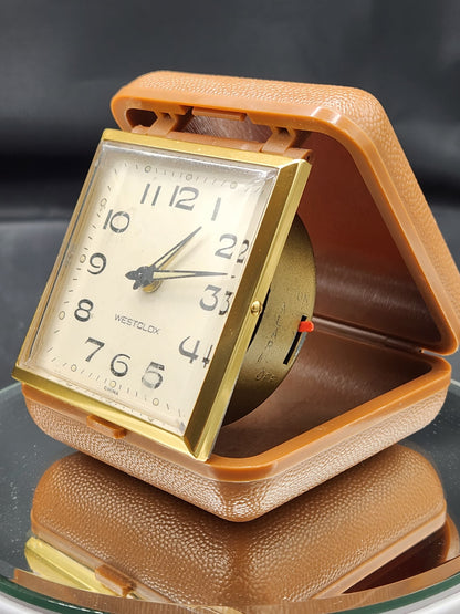 Vintage Travel Alarm Clock West lox Art Deco - video w alarm running