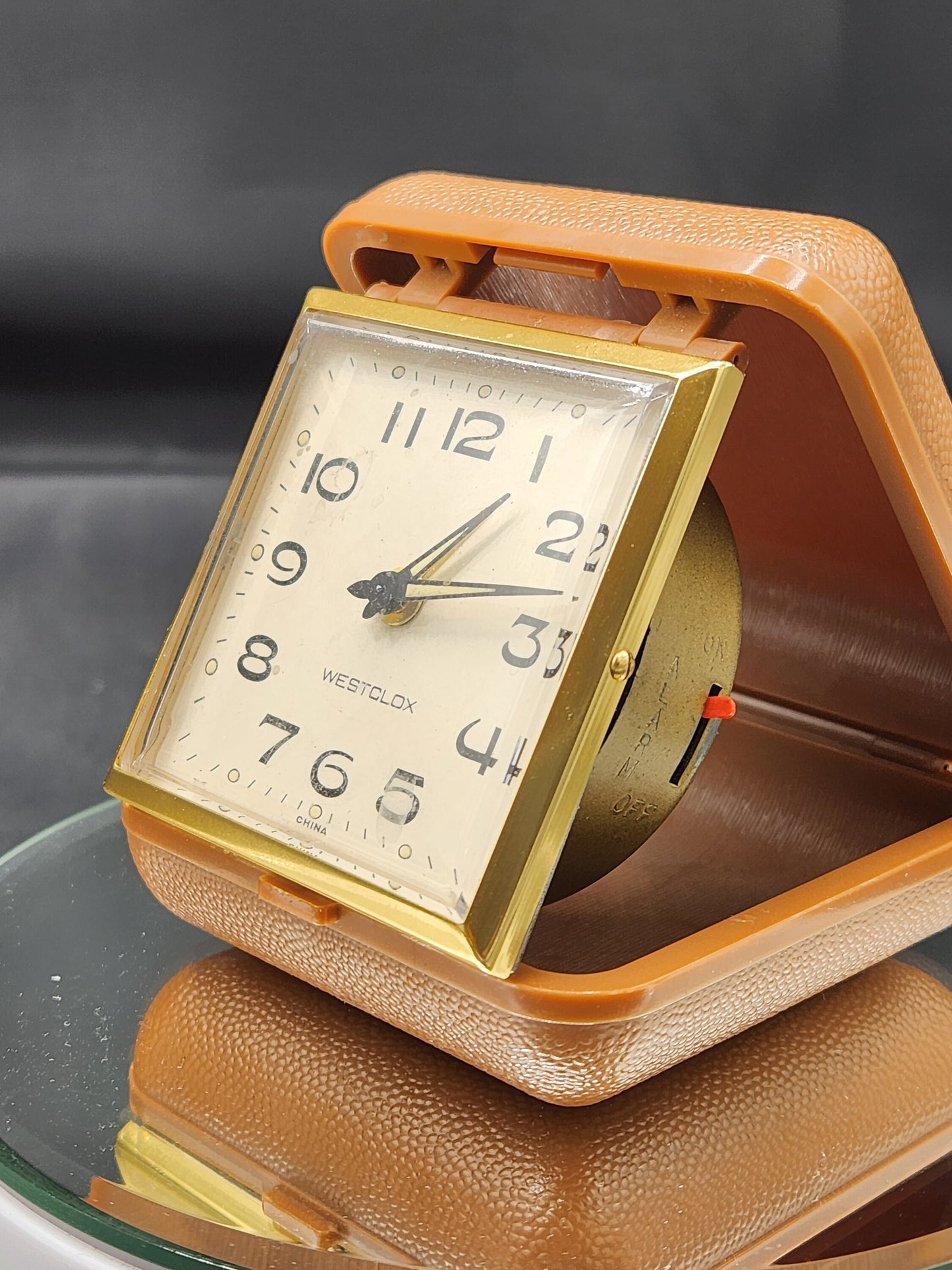 Vintage Travel Alarm Clock West lox Art Deco - video w alarm running