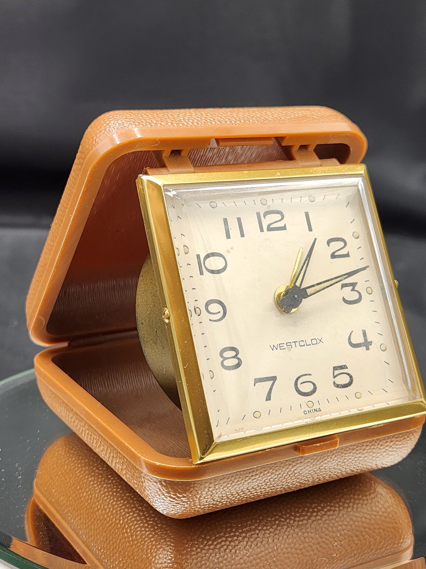 Vintage Travel Alarm Clock West lox Art Deco - video w alarm running