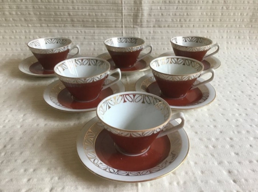 Vintage 50's Thin Porcelain Service Set Unused NOS