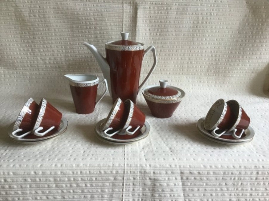 Vintage 50's Thin Porcelain Service Set Unused NOS
