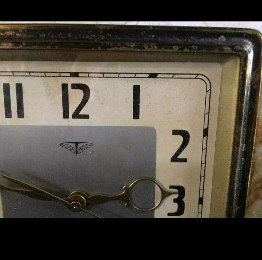 Rare Vintage Tokyo Clock Company Granite Desk Clock w Commemoration .