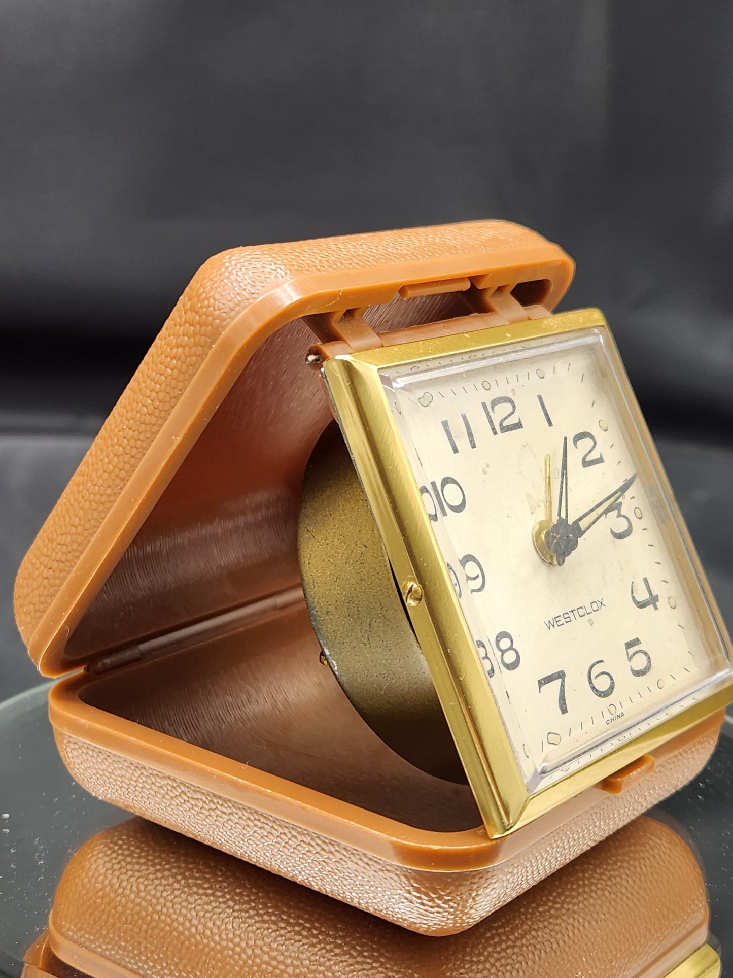 Vintage Travel Alarm Clock West lox Art Deco - video w alarm running