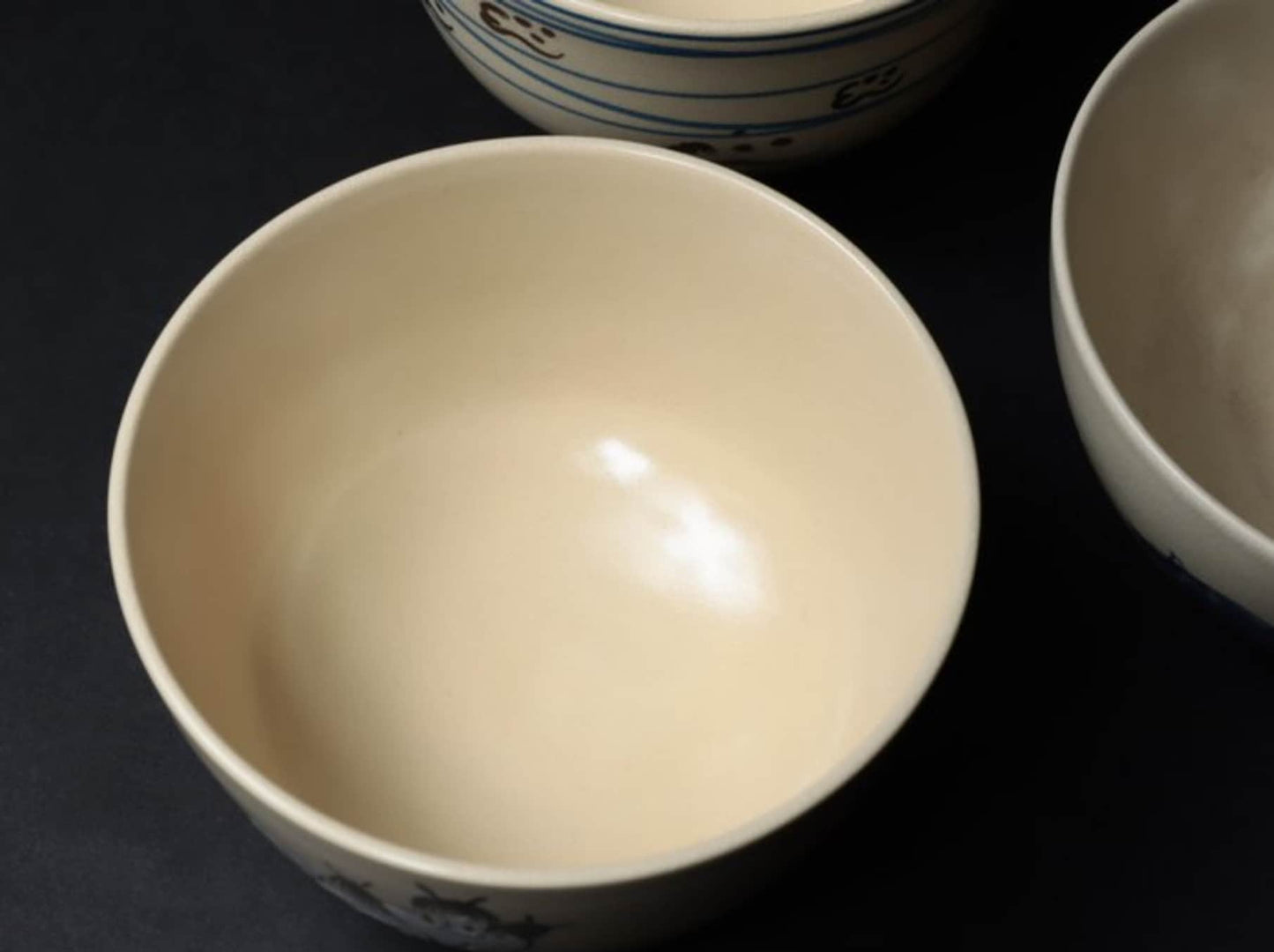 Chawan Pottery • 3 • Tea Ceremony Tools • Kyo-yaki (京焼) Teacups • Zodiac - Horse • Japan  20th century