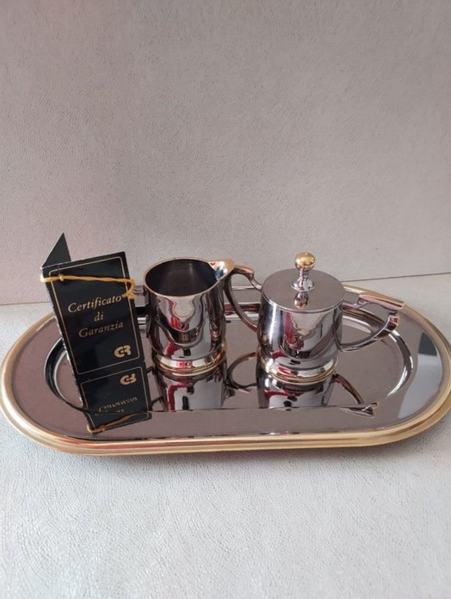 G.R. Orten • Oroten • Coffee Tea Set (3) w Alloy & 24 kt gold