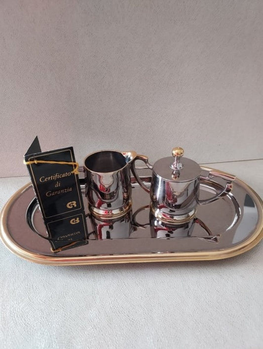 G.R. Orten • Oroten • Coffee Tea Set (3) w Alloy & 24 kt gold