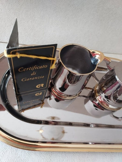 G.R. Orten • Oroten • Coffee Tea Set (3) w Alloy & 24 kt gold