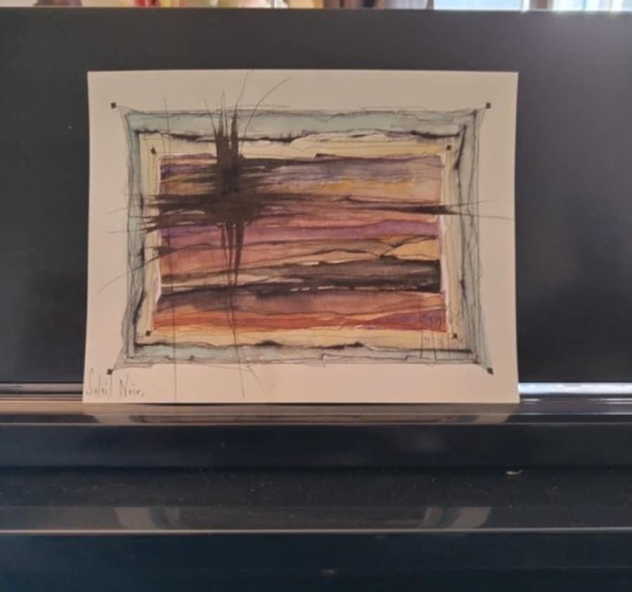 Jacques Roger (1950 - 2023) • Watercolor • "Soleil Noir" signed by artist 5/24/14• Ships Insured