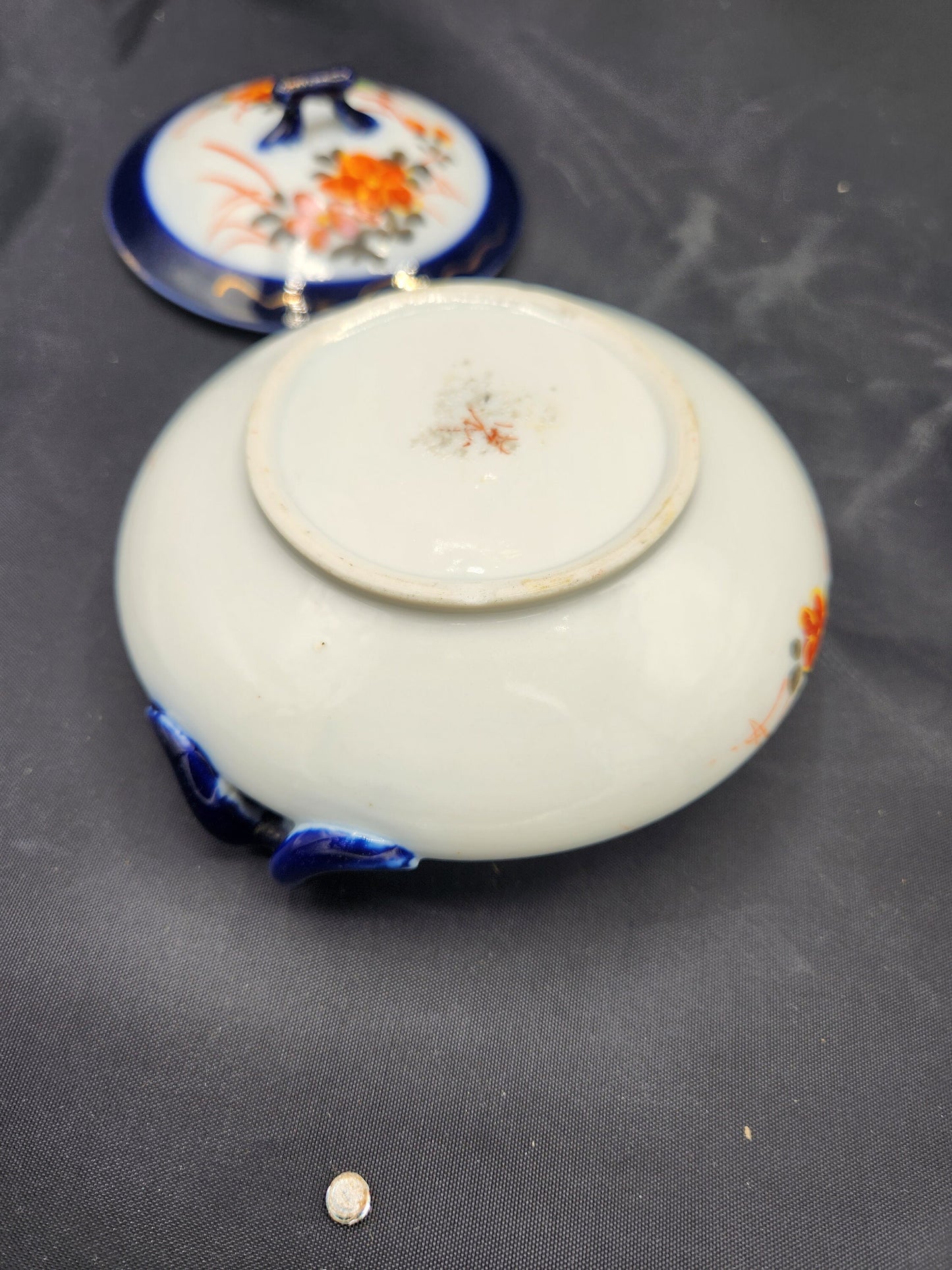 Vintage Oriental Dish Porcelain Hand Painted signed