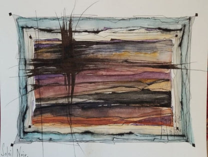 Jacques Roger (1950 - 2023) • Watercolor • "Soleil Noir" signed by artist 5/24/14• Ships Insured