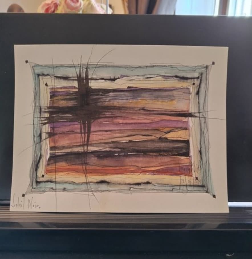 Jacques Roger (1950 - 2023) • Watercolor • "Soleil Noir" signed by artist 5/24/14• Ships Insured