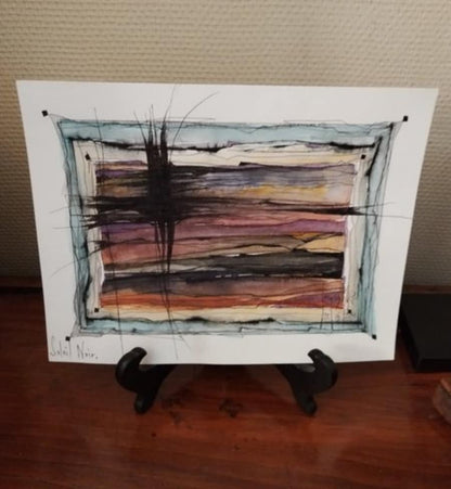 Jacques Roger (1950 - 2023) • Watercolor • "Soleil Noir" signed by artist 5/24/14• Ships Insured
