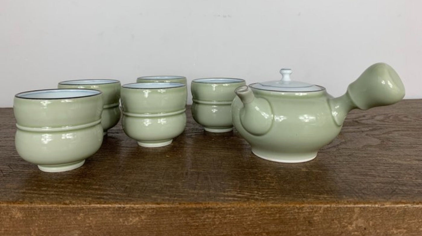 Japanese Arita Tea Set Mint Green Porcelain Vintage 20th Century