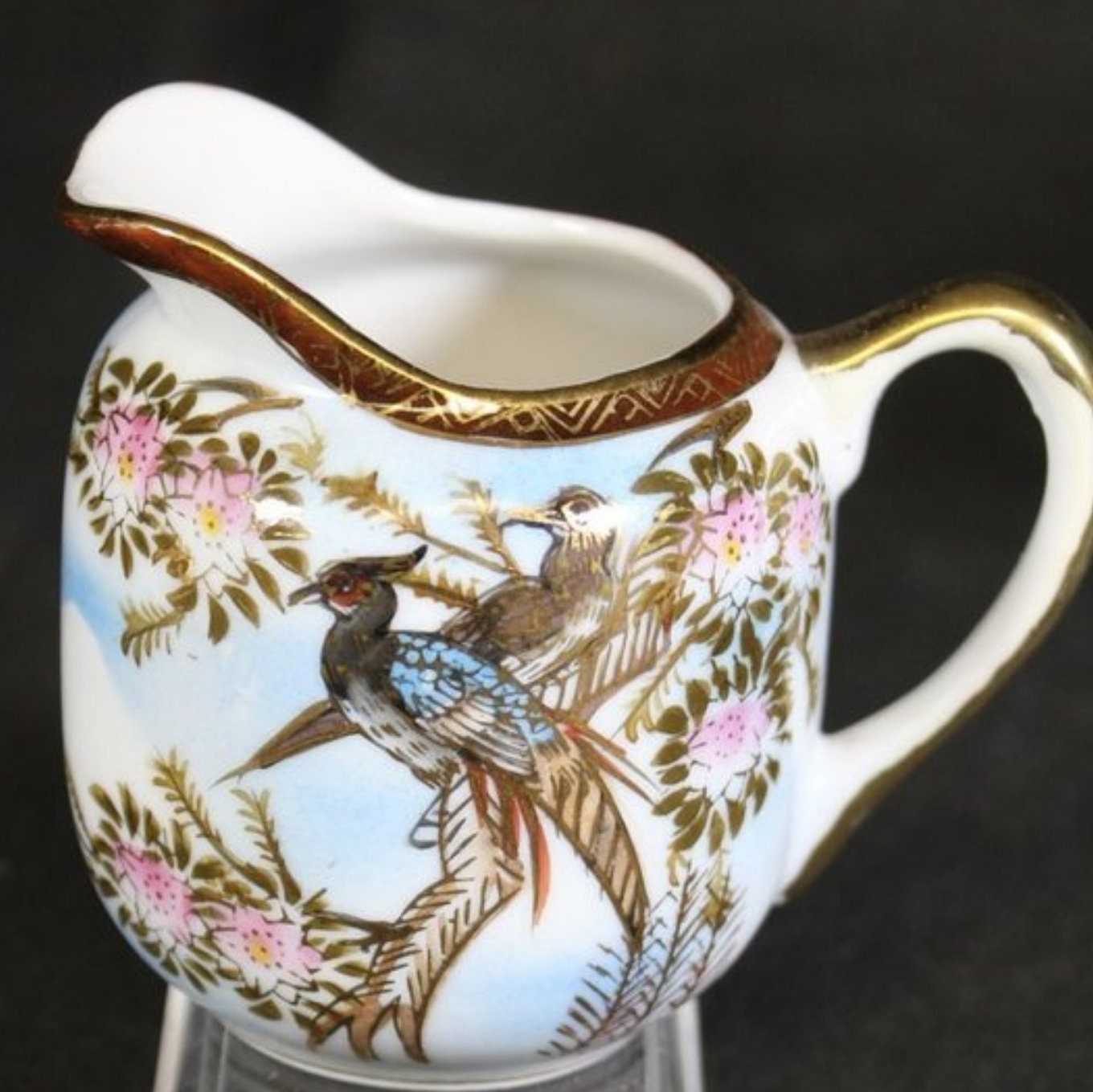 Vintage Kutani Porcelain Tea Set 20th Century Milk Jug, Sugar and Cups