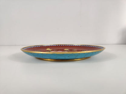 Vintage Floral Plate • Cloisonne enamel • China • Mid 20th