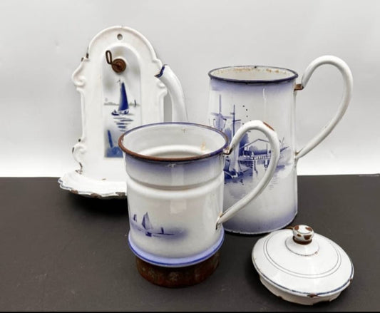 Antique Enamel German Kitchen Set Circa 1920's