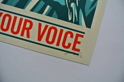 3 Historical Obama • Your Vote is Your Voice sign Thomas Wimberly #200 • Obey|Obama Progress '08 • Trump Looting  • Shepard Fairey • Insured