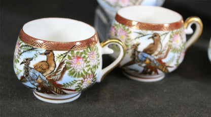 Vintage Kutani Porcelain Tea Set 20th Century Milk Jug, Sugar and Cups