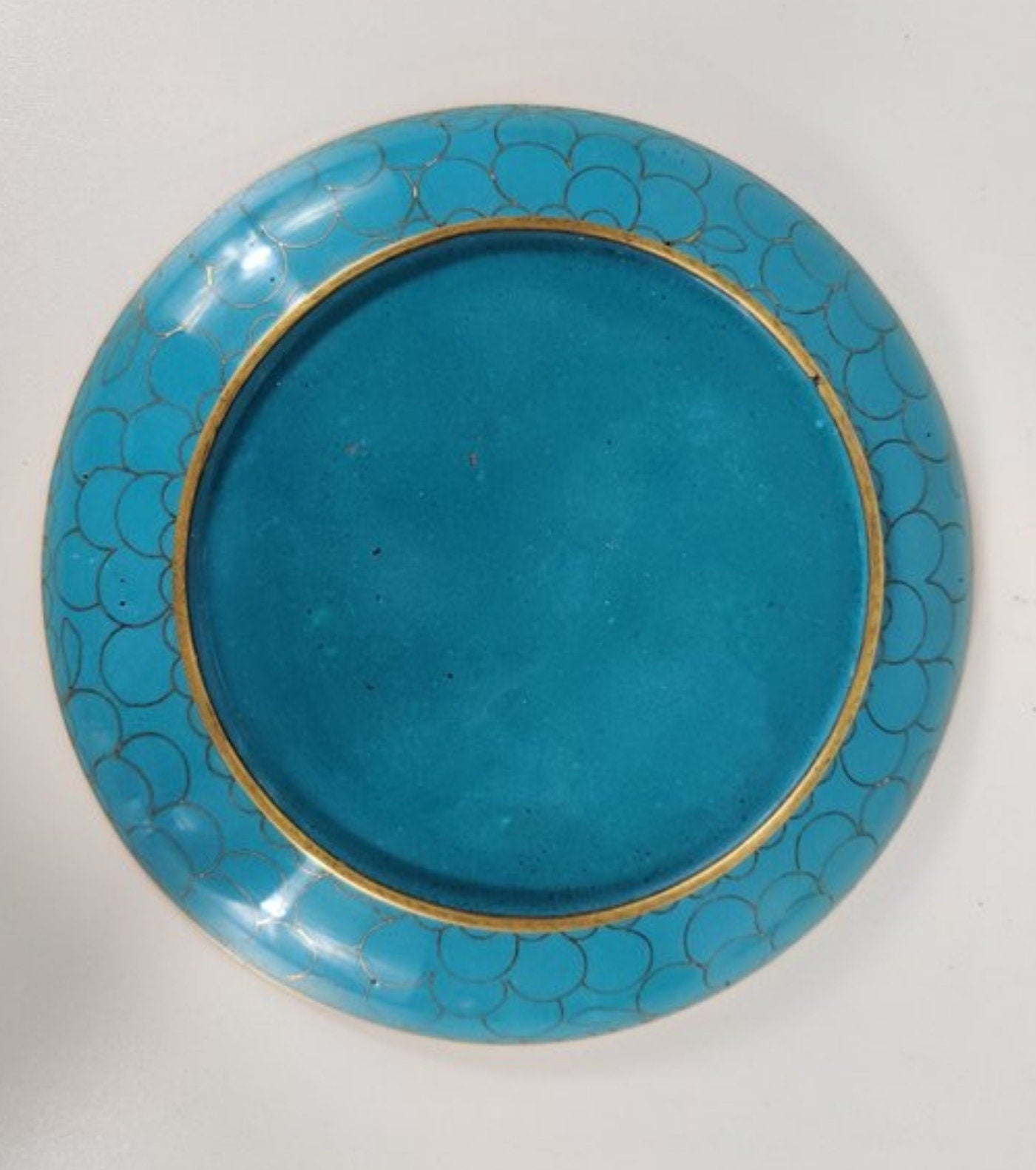 Vintage Floral Plate • Cloisonne enamel • China • Mid 20th
