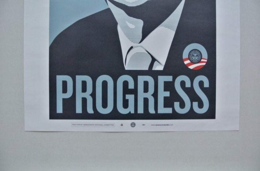 2008 DNC Convention • OBEY/OBAMA Hope Progress Posters • Manifest Gallery Handbill • Shepard Fairey • Ships Insured