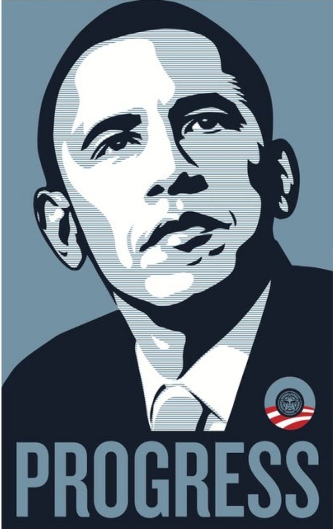 2008 DNC Convention • OBEY/OBAMA Hope Progress Posters • Manifest Gallery Handbill • Shepard Fairey • Ships Insured