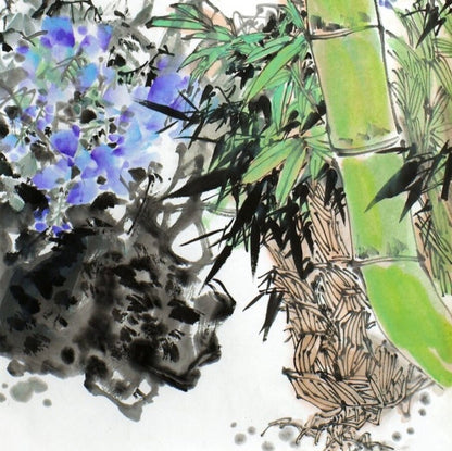 Ink painting • Rice paper - 'Morning Melody in the Bamboo Grove' - Yang Xiaochun • China - 1960 • Ships Insured • 97cm×1×51 cm