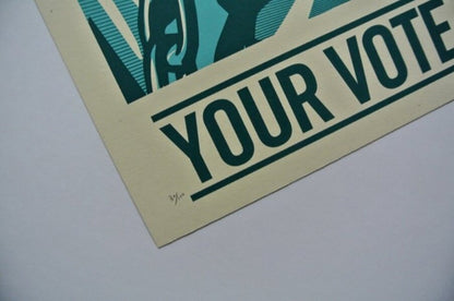 3 Historical Obama • Your Vote is Your Voice sign Thomas Wimberly #200 • Obey|Obama Progress '08 • Trump Looting  • Shepard Fairey • Insured