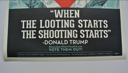 3 Historical Obama • Your Vote is Your Voice sign Thomas Wimberly #200 • Obey|Obama Progress '08 • Trump Looting  • Shepard Fairey • Insured